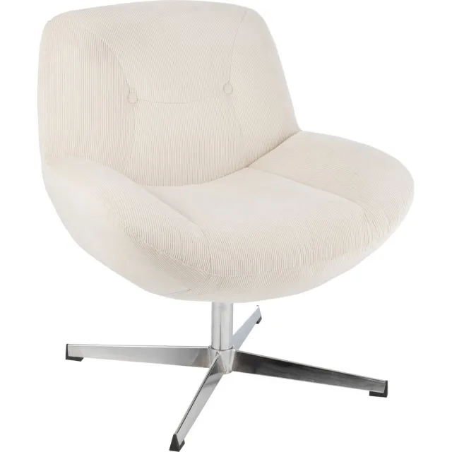 J-Line loungestoel Chill - metaal/multiplex - creme/zilver Beige
