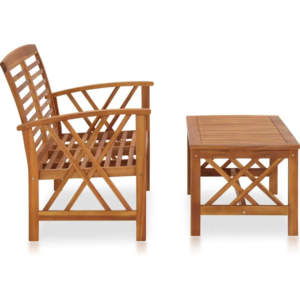 vidaXL 2-delige Loungeset massief acaciahout bruin, foto 2