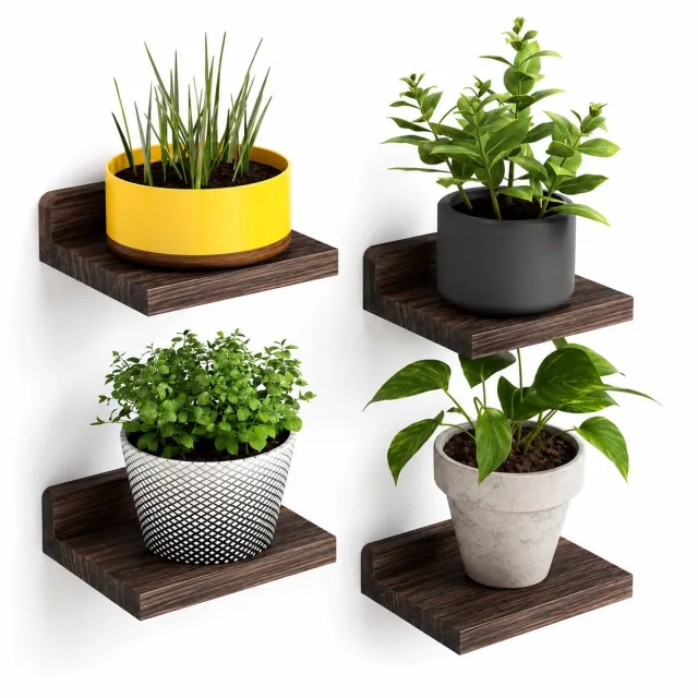 BOTC Zwevende Wandplank - 4 stuks - 12.7x12.7 cm Floating Shelves - voor Badkamer, Keuken, Woonkamer - Houten - Donker Carbonzwart