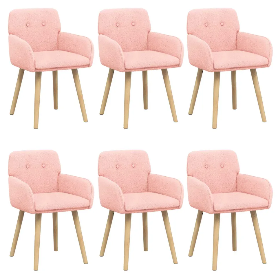 vidaXL Eettafelstoelen 6 st Bouclé Roze 59 x 56,5 x 85 cm, foto 3