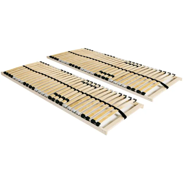 vidaXL Lattenbodems 2 st met 28 latten 7 zones 90x200 cm bruin