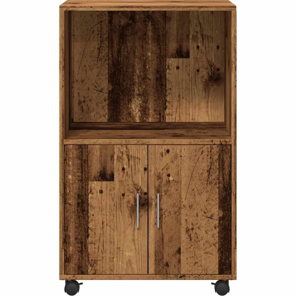 vidaXL Rolkast 55x40x91 cm bewerkt hout oud houtkleurig Bruin