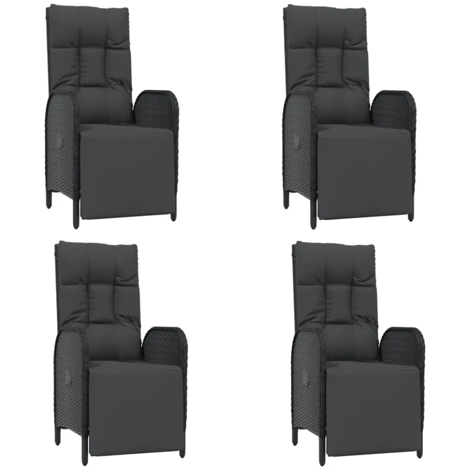 vidaXL 5-delige Tuinset met kussens poly rattan zwart, foto 3