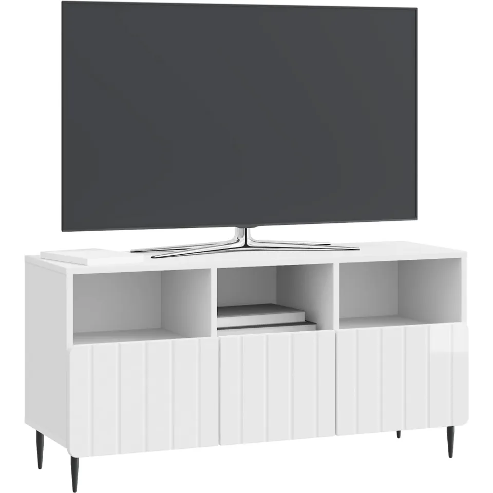 vidaXL TV-kast met lade Hoogglans Wit 102 x 34,5 x 50 cm Bewerkt hout, foto 3