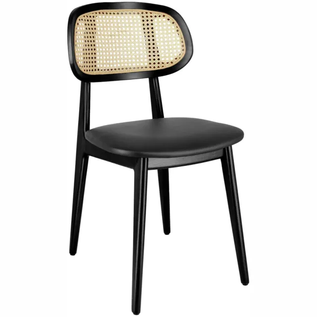 Vega 2x VEGA Weens vlechtwerk stoel Vindo kunstleer; 45x51x83 cm (BxDxH); zitting zwart, frame zwart; 2 stuk / verpakking