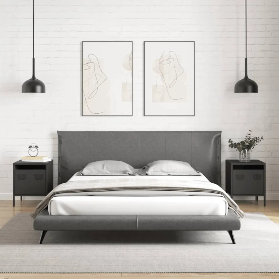 vidaXL Nachtkastjes 2 st 35x39x43,5 cm staal zwart, foto 2