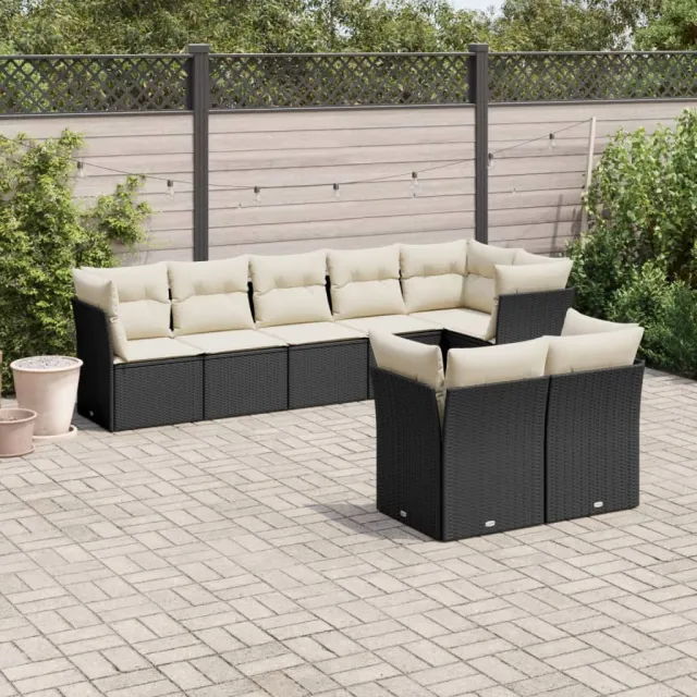 vidaXL 8-delige Loungeset met kussens poly rattan zwart, foto 2