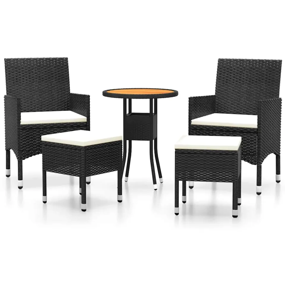 vidaXL 5-delige Loungeset poly rattan zwart, foto 3