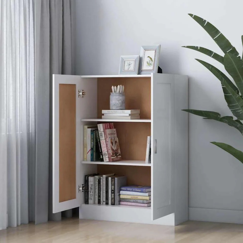 vidaXL Boekenkast 82,5x30,5x115 cm bewerlt hout wit, foto 4