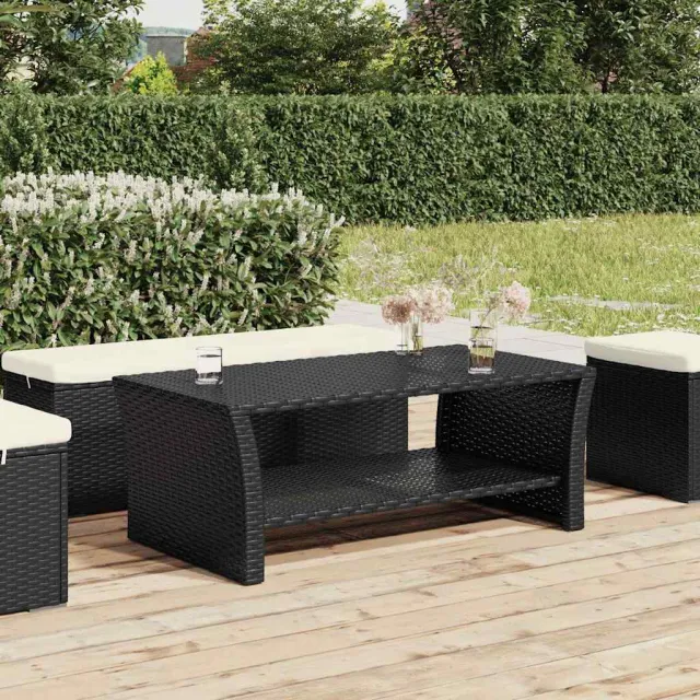 vidaXL Salontafel 100x50x40 cm poly rattan zwart, foto 2