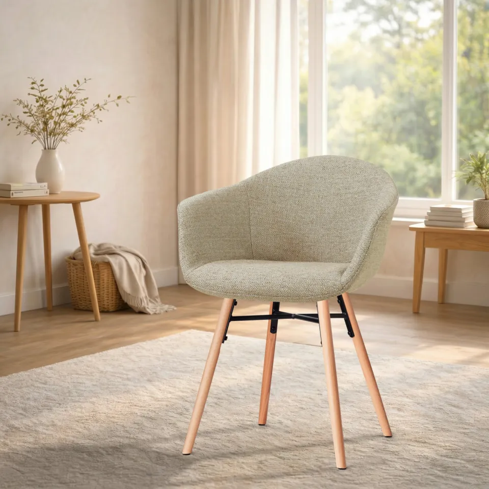 Nolon Nena-Otis eetkamerstoel taupe melange - houten onderstel, foto 2
