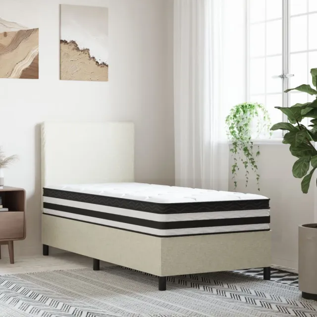 vidaXL Pocketveringmatras middelhard 90x200 cm wit