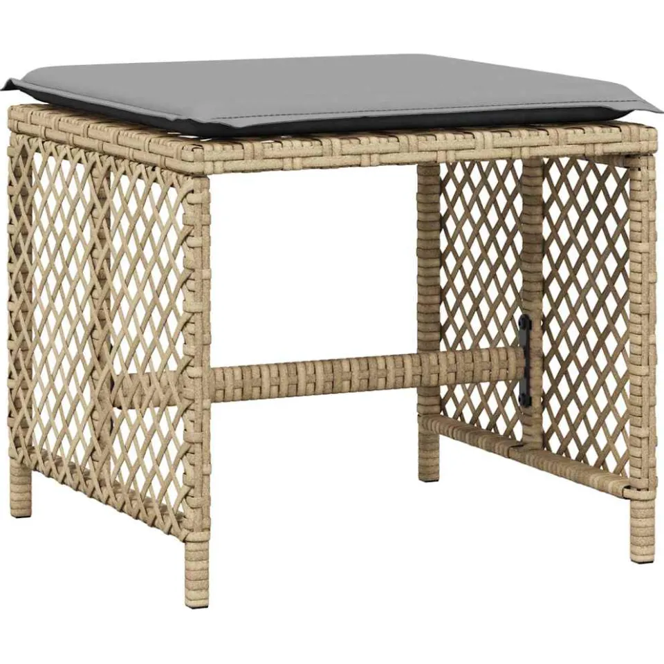 vidaXL Tuinkrukken 4 st kussens 41x41x36 cm poly rattan gemengd beige, foto 4