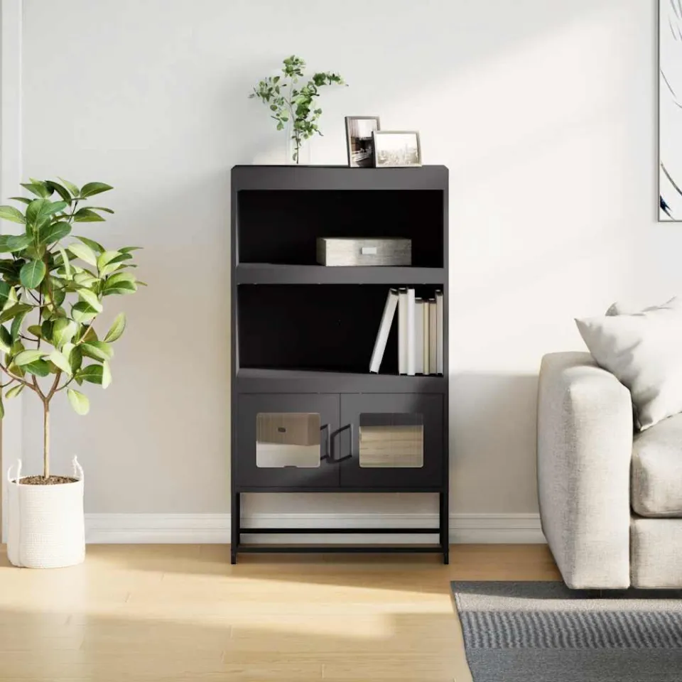 vidaXL Hoge kast 68x39x123 cm staal zwart, foto 2