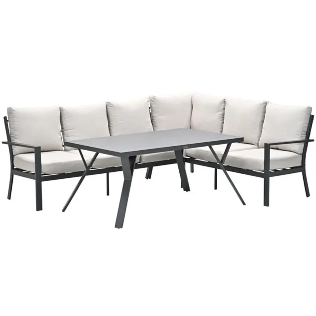 Garden Impressions Sergio lounge-diningset - 3-delig - rechts -carbon black-desert sand GRIJS