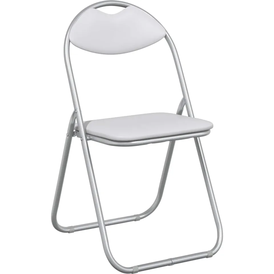vidaXL Inklapbare stoel 8 st Nep Leer Wit en Grijs 48 x 43,5 x 81 cm