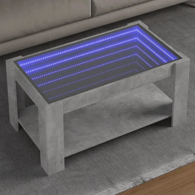 vidaXL Salontafel met LED 93x53x45 cm bewerkt hout betongrijs grijs, foto 2