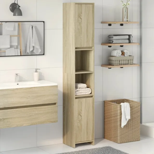 vidaXL Badkamerkast 30x30x183,5 cm spaanplaat sonoma eikenkleurig, foto 2