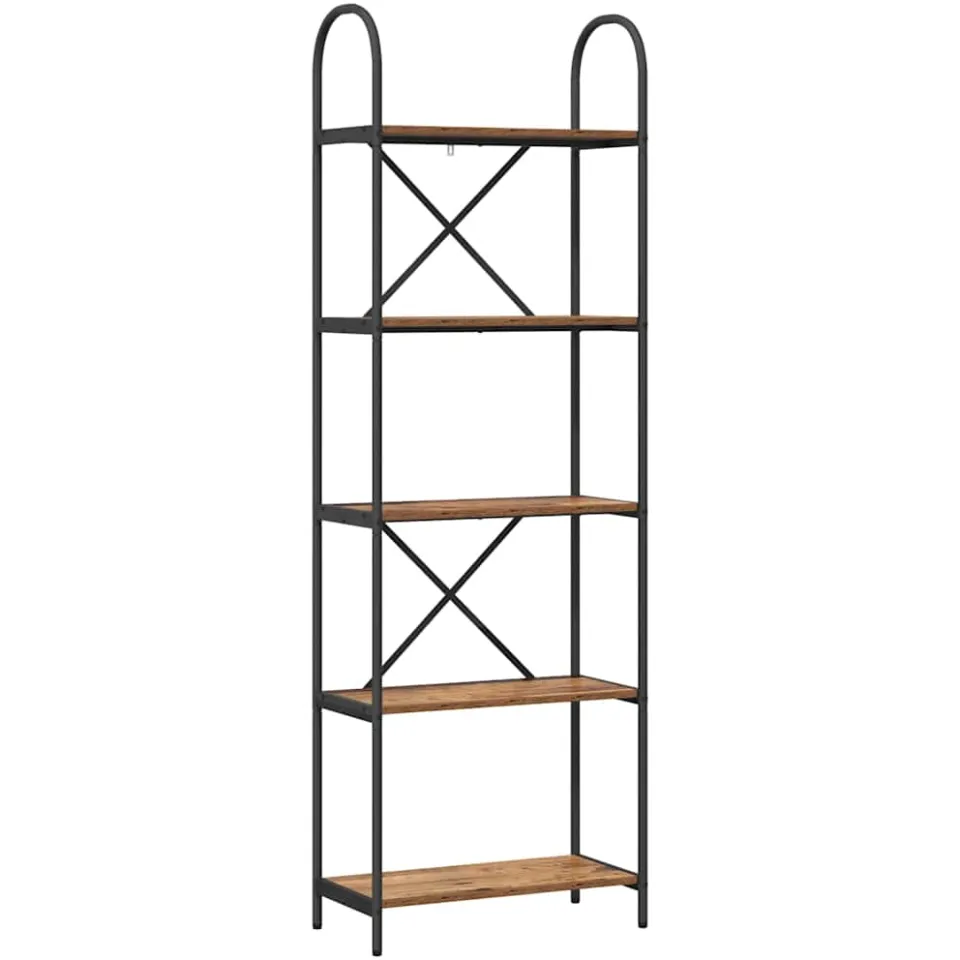 vidaXL Boekenkast 5-laags 60 x 30 x 183 cm Bewerkt hout Oudhout Bruin