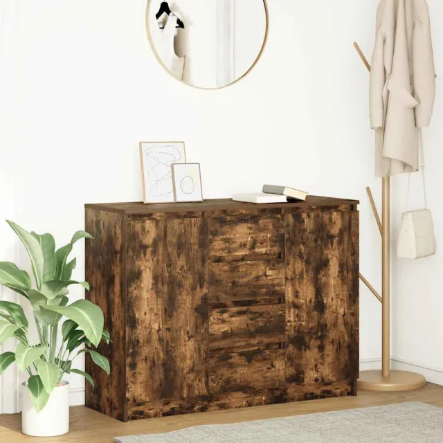vidaXL Dressoir met lades 100,5x35x76 cm spaanplaat gerookt eiken Bruin