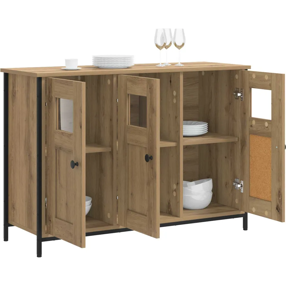 vidaXL Dressoir Artisanaal eiken 100 x 35 x 70 cm Bewerkt hout Bruin