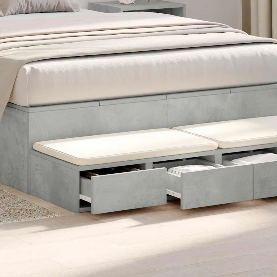 vidaXL Bedlades Beton Grijs 120 x 36,5 x 16,5 cm Bewerkt hout, foto 3