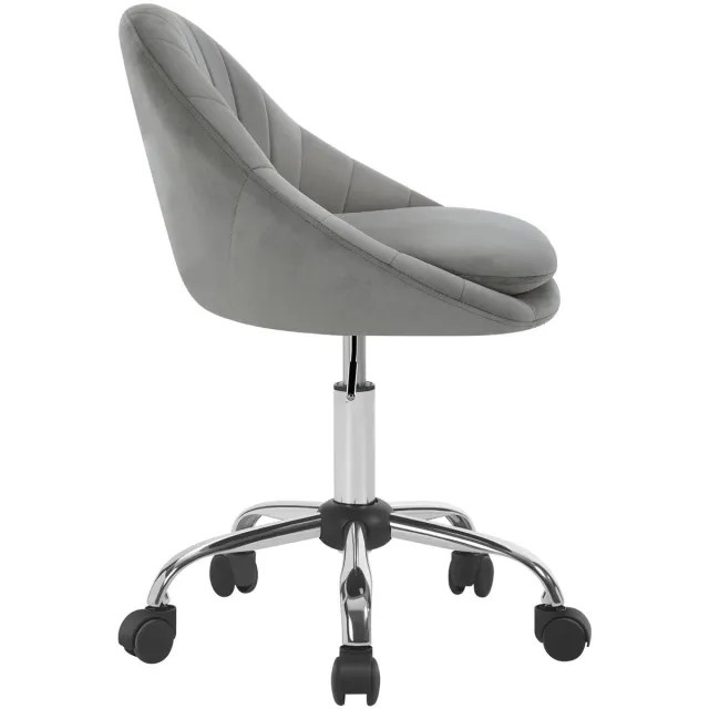 Klarven Bureaustoel Ergonomisch bureaustoel Fluweel lichtgrijs - 360° draaibaar, In hoogte verstelbaar, Verstelbare rugleuning - Op wielen - B 52 x H 72-82 x D 52 cm donkergrijs