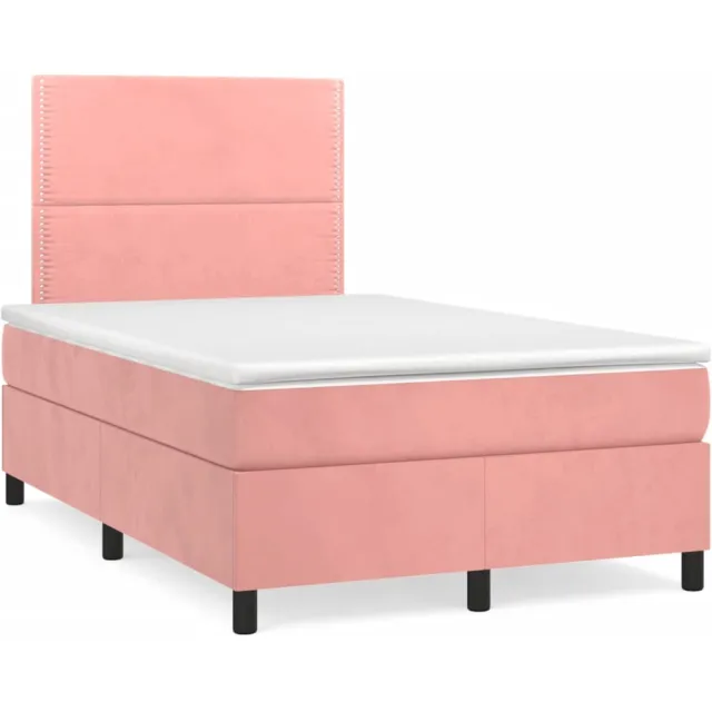 vidaXL Boxspring met matras fluweel roze 120x190 cm