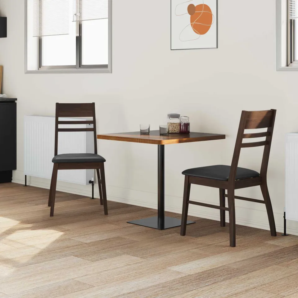 vidaXL Eettafelstoelen 2 st Massief Rubberhout Licht Bruin, foto 3