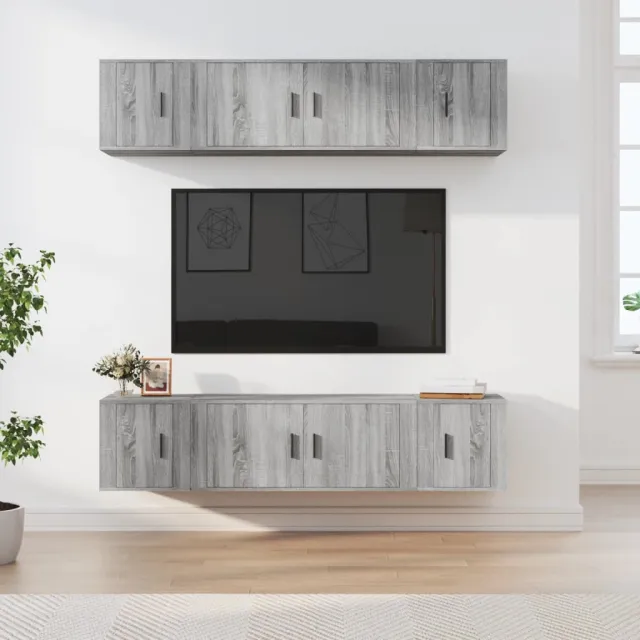 vidaXL 6-delige Tv-meubelset bewerkt hout grijs sonoma eikenkleurig, foto 2
