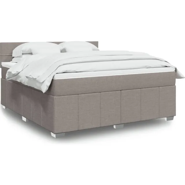 vidaXL Boxspring met matras stof taupe 180x200 cm