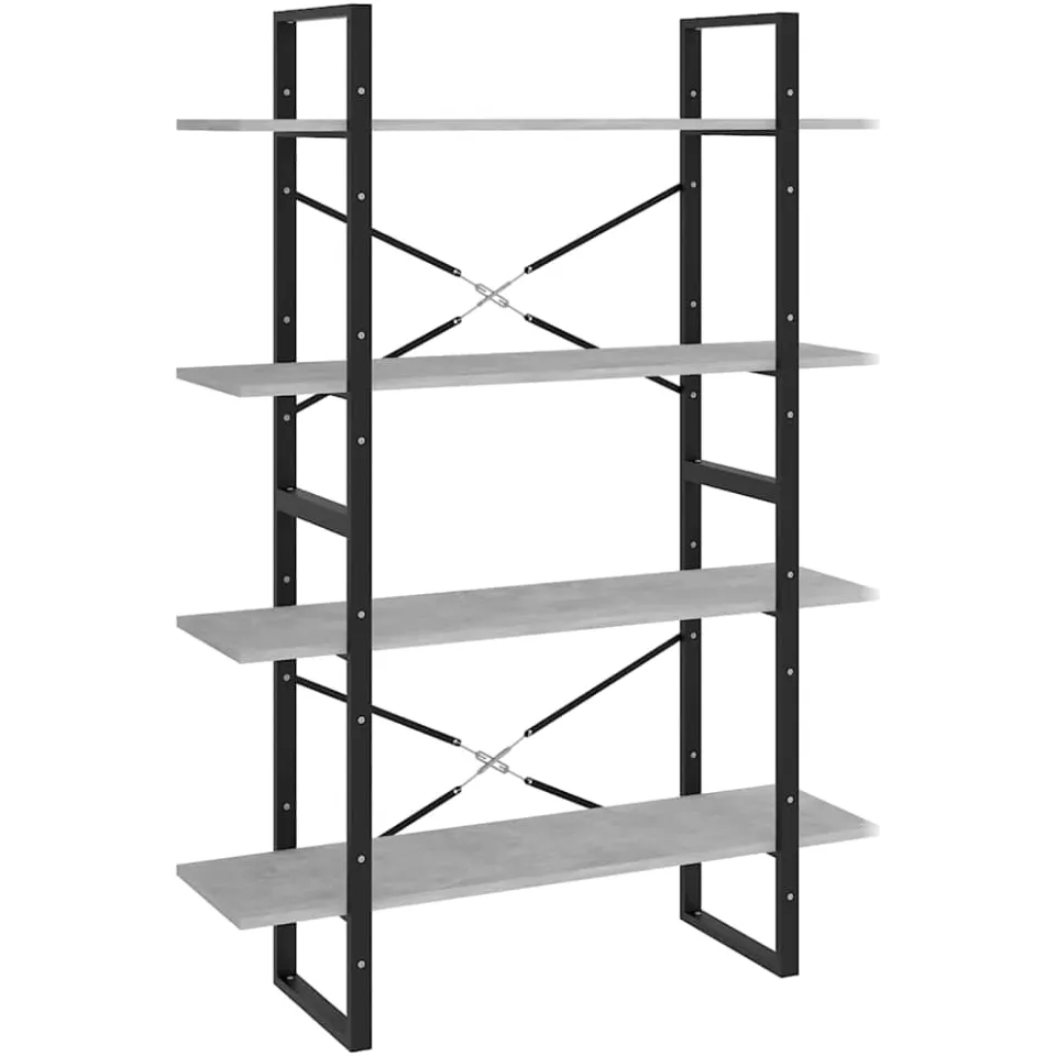 vidaXL Boekenkast met 4 schappen 40x24x142 cm bewerkt hout betongrijs grijs, foto 3