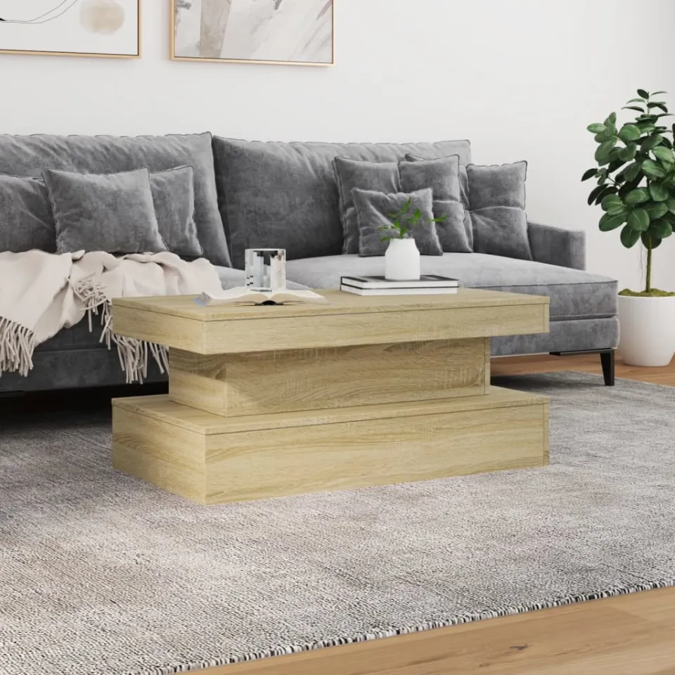 vidaXL Salontafel met LED-verlichting 90x50x40 cm sonoma eikenkleurig, foto 3
