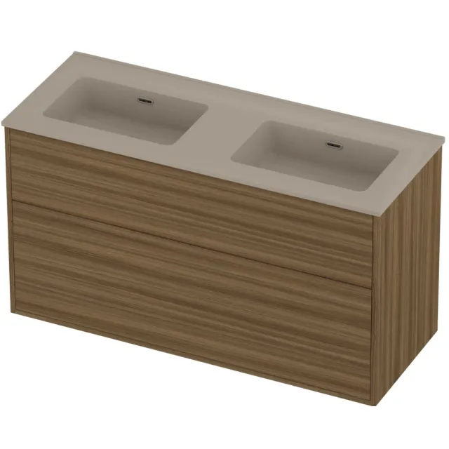 Proline Tribute Badmeubelset Porselein 120x46x67 cm Mat Crème Cotton Caramel Walnut Houtlook