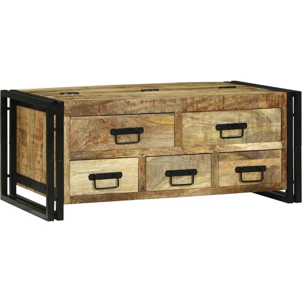 vidaXL Salontafel met lade Bruin 90 x 50 x 38 cm Massief Mango Hout, foto 2