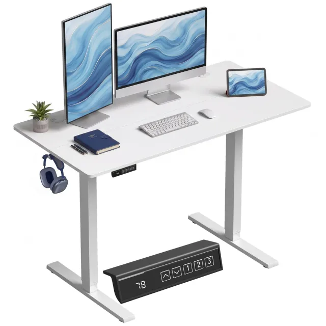 Ropilly Elektrisch Zit-Sta Bureau - In Hoogte Verstelbaar - Thuiswerken & Gamen - 120x60 cm - Wit