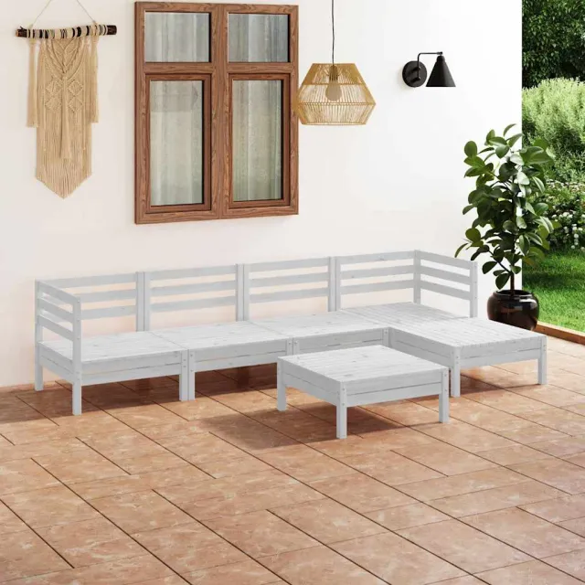 vidaXL 6-delige Loungeset massief grenenhout wit, foto 2