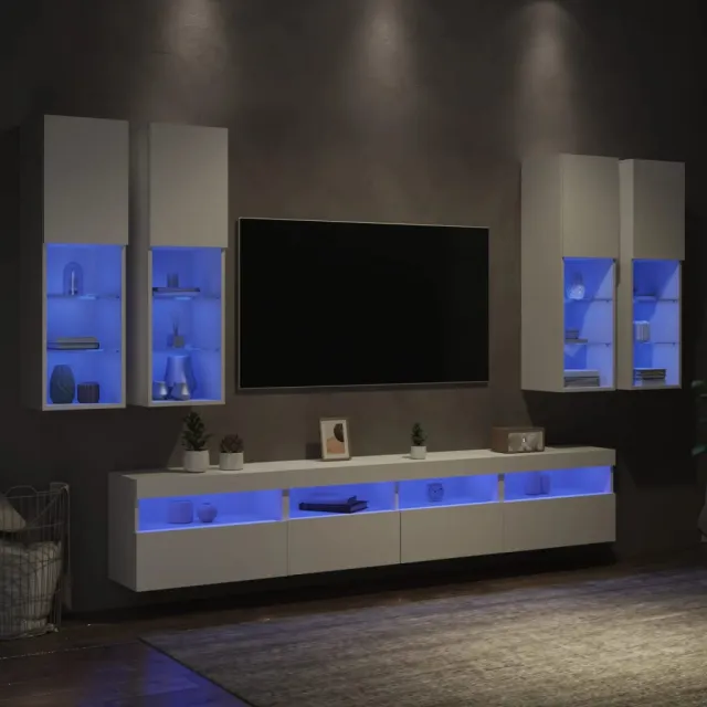 vidaXL 7-delige Tv-wandmeubelset met LED-verlichting wit, foto 2