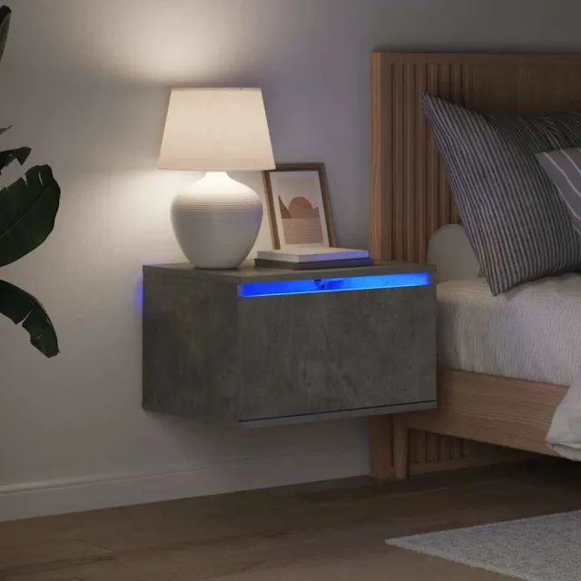 vidaXL Nachtkastje met LED's wandgemonteerd betongrijs