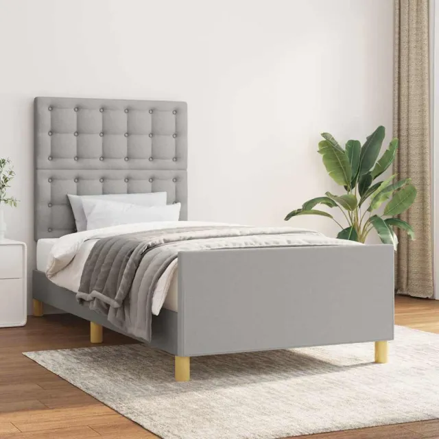 vidaXL Bedframe met hoofdbord stof lichtgrijs 80x200 cm