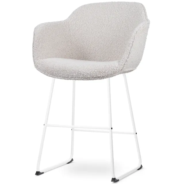 Nolon Nino-Mare barkruk bouclé beige - wit onderstel - 65 cm