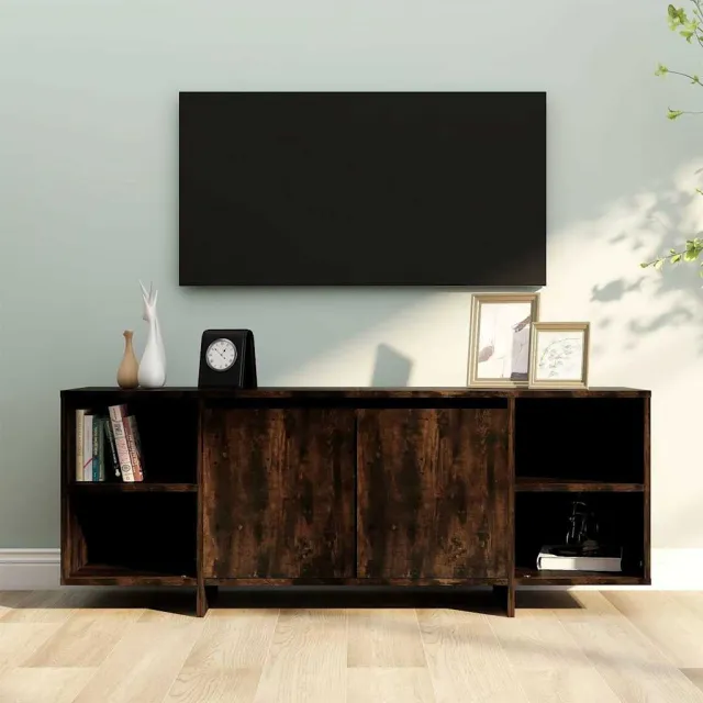 vidaXL Tv-meubel 130x35x50 cm bewerkt hout gerookt eikenkleurig Bruin
