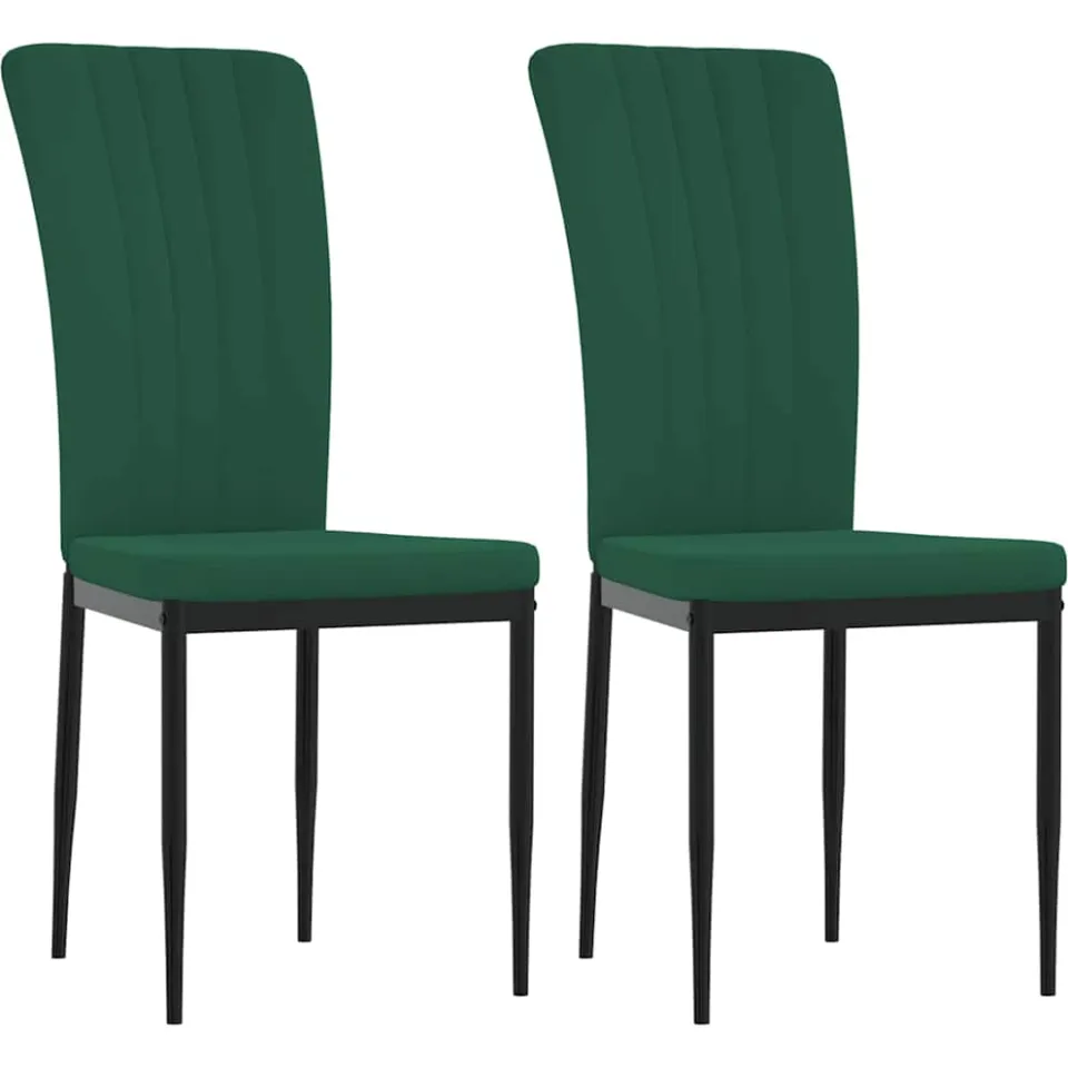 vidaXL Eetkamerstoelen 2 st fluweel donkergroen groen, foto 3