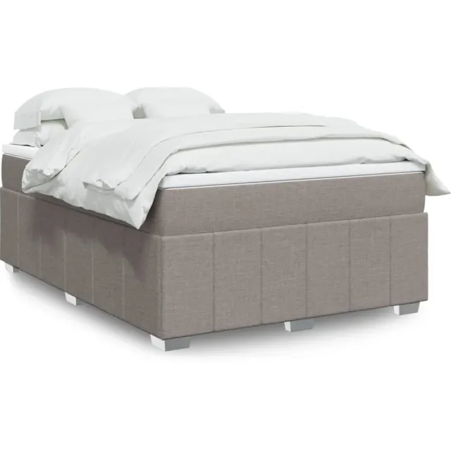 vidaXL Boxspring met matras stof taupe 140x190 cm