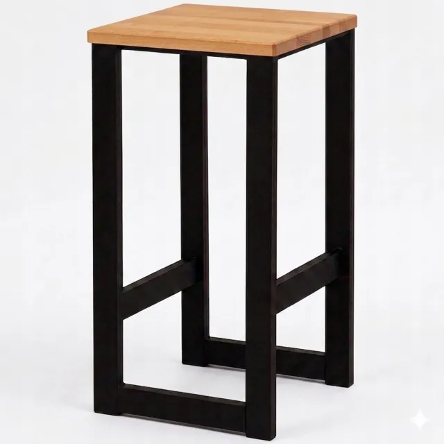 Taborecik Moderne Houten Barstoel Zwart - Stijlvol & Stevig