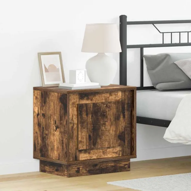 vidaXL Nachtkastje 2 st Gerookt eiken 44 x 34,5 x 45 cm Bewerkt hout Bruin