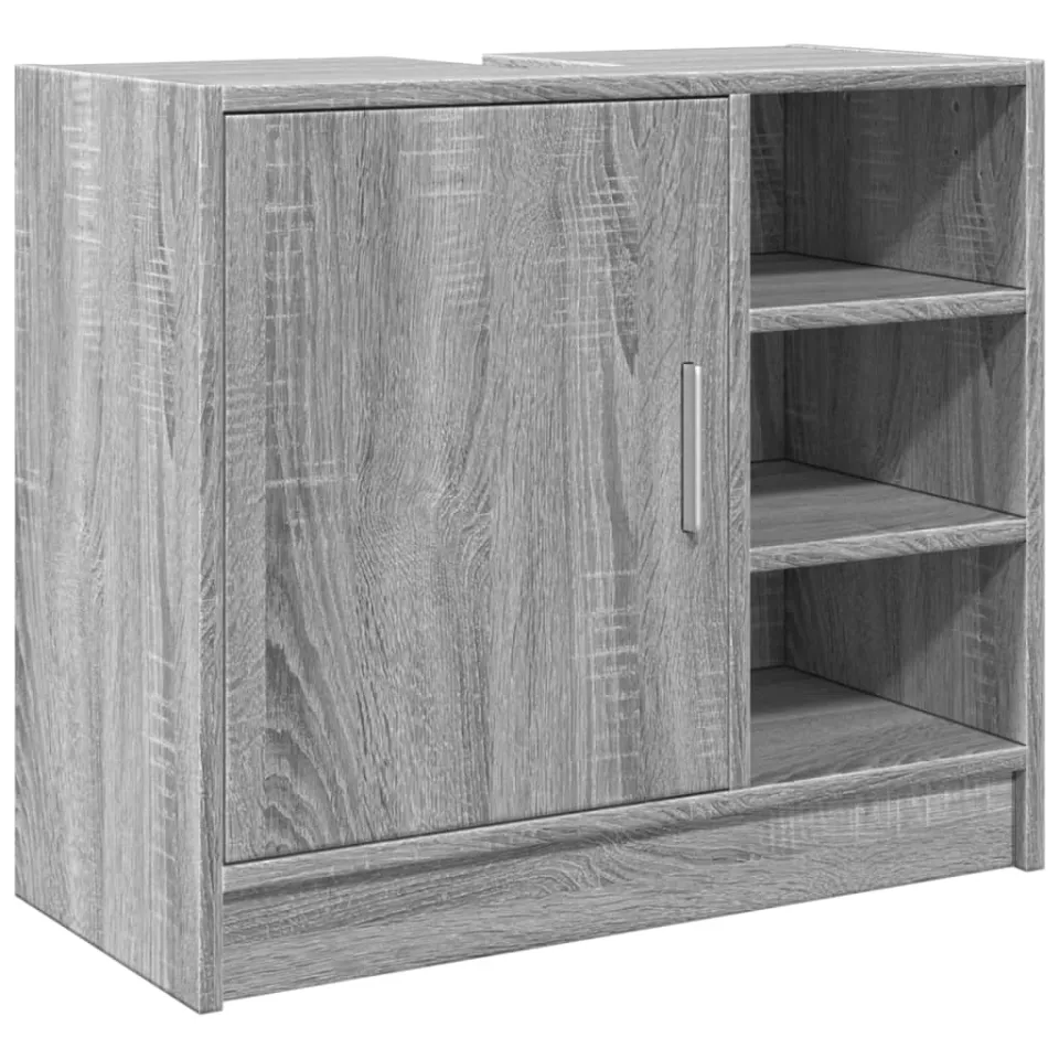 vidaXL Wastafelkast 63x29x55 cm bewerkt hout grijs sonoma eikenkleurig, foto 4