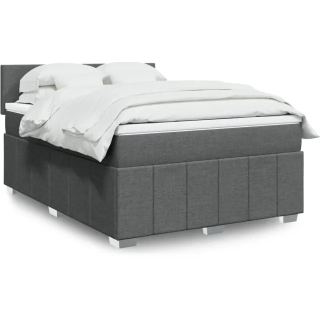 vidaXL Boxspring met matras stof donkergrijs 140x190 cm grijs