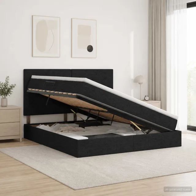 vidaXL LED Opslagbed met Matras Zwart 180 x 200 cm Stof