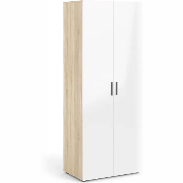 Giga Living Kledingkast Pepe - Naturel/Wit Hoogglans - 79x52x201cm